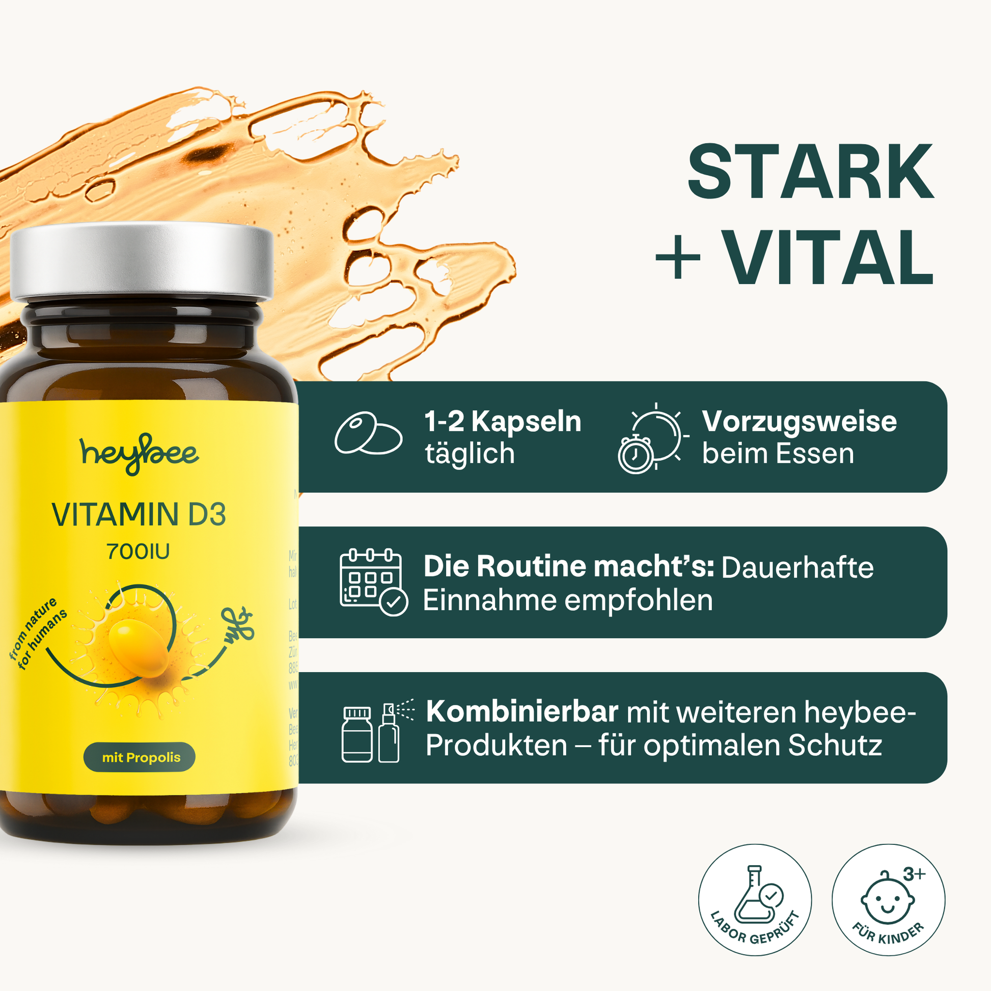 heybee - Vitamin D3 700 IE mit Propolis
